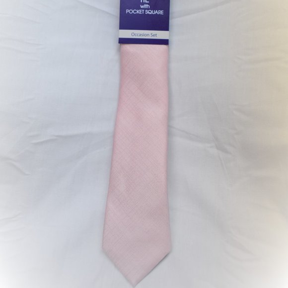 Apt. 9 NWT Mens Tie W/Pocket Square Pink/Grey - Picture 2 of 4